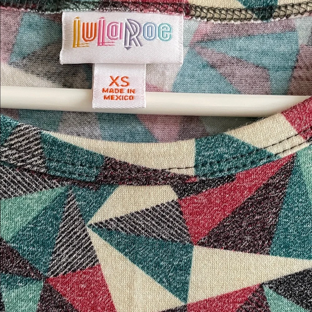 2for$18 LuLaRoe Julia Dress Colorful triangle print- muted Red, teal, Cream